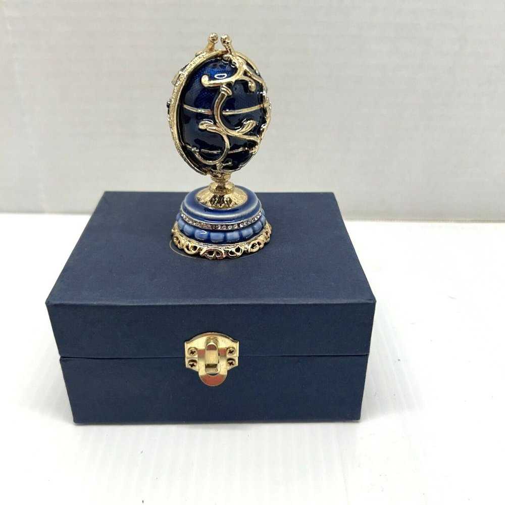 Sorelle Trinket Box Hinged Enameled Rhinestones Globe Original Lined Box